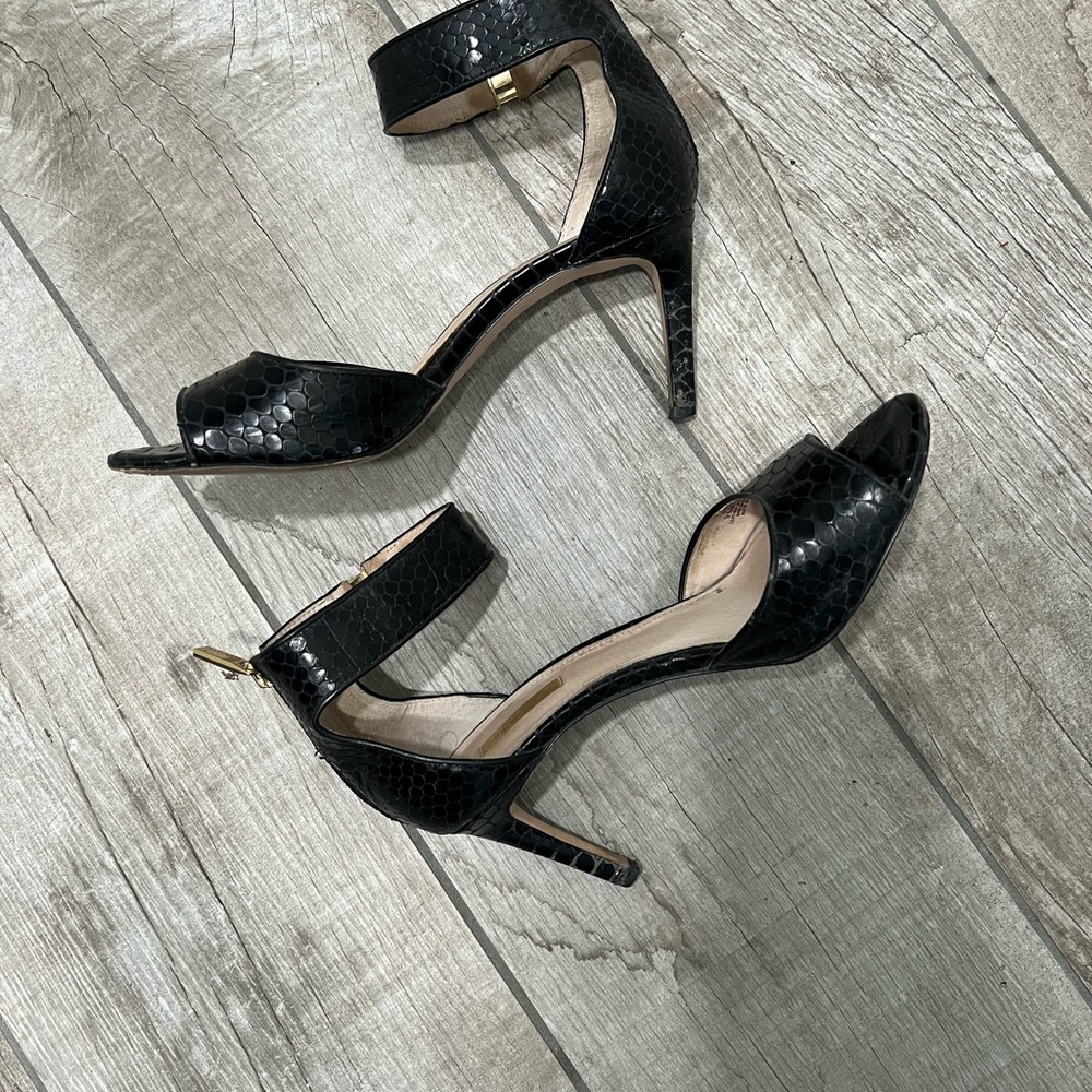 Louise et Cie Black Snakeskin Patterned Women's Heels